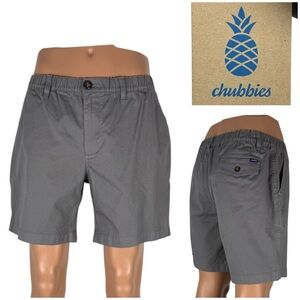 Chubbies Mens Large Shorts 7” Chino Originals Stretch Twill Gray Cotton NWT